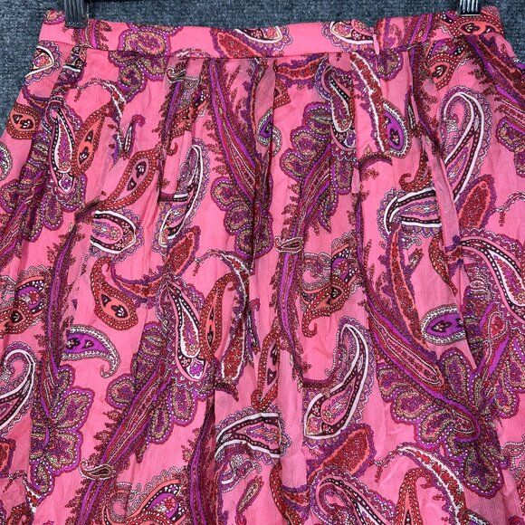 J Crew Skirt Womens 4 A Line Pink Purple Paisley Silk Print Lined Back Zipper - Picture 7 of 8